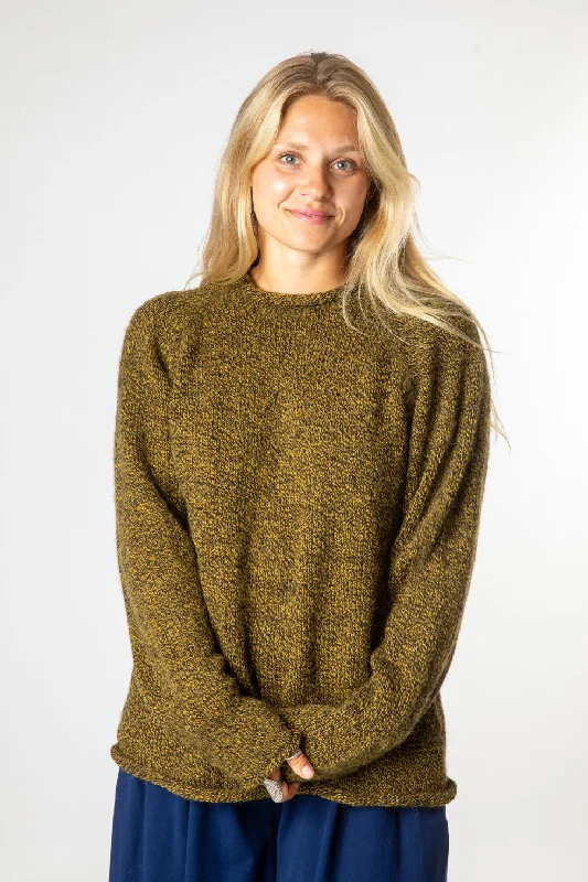 Roll Neck Unisex Alpaca Sweater Welt Pockets Slit Pockets Flap Pockets