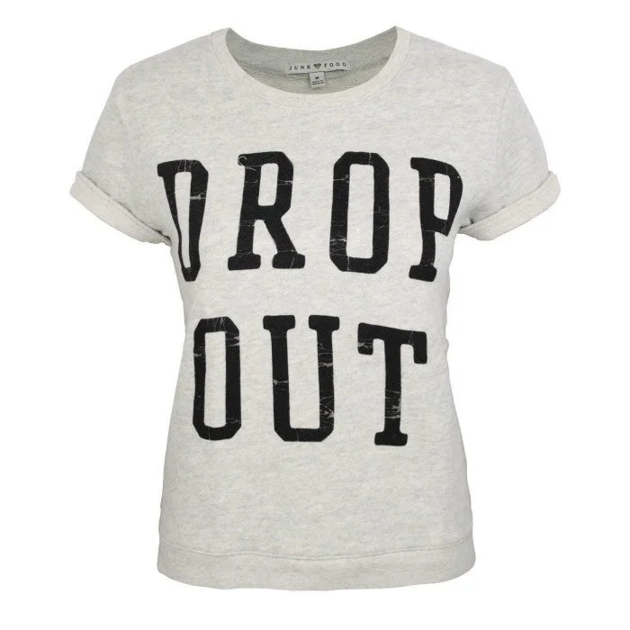 Junk Food Womens/Ladies Drop Out Short-Sleeved Sweater Top Zippered Front Buttoned Front Snap Front Junk Food Womens/Ladies Drop Out Short-Sleeved Sweater Top Zippered Front Buttoned Front Snap Front