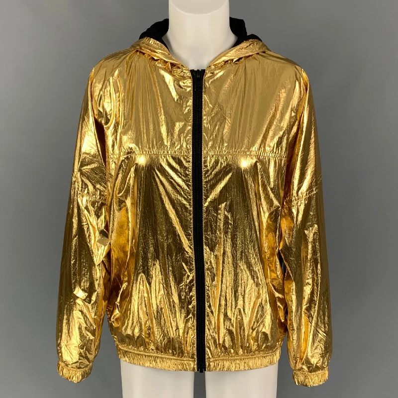 ZADIG & VOLTAIRE Size S Gold Polyamide Metallic Zip Up Jacket Notch Collar Jacket Peter Pan Collar Jacket Cowl Neck Jacket ZADIG & VOLTAIRE Size S Gold Polyamide Metallic Zip Up Jacket Notch Collar Jacket Peter Pan Collar Jacket Cowl Neck Jacket