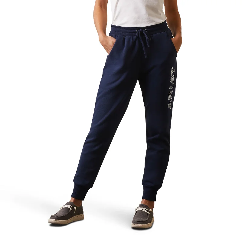 Ariat® Ladies R.E.A.L Logo Navy Eclipse Jogger Pants 10043683 Formal Wide-Leg Pants
