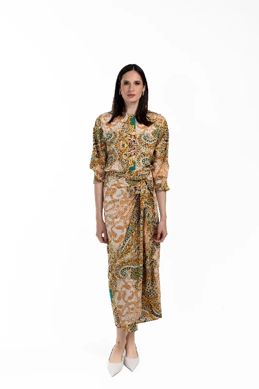 Lenger Wrap Skirt silk skirt smooth