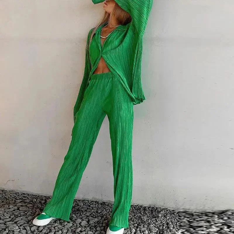 Pleated Oversized Pants High-Waist Jogger Pants
