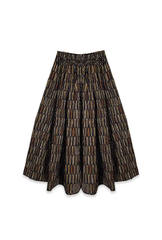 Smocked Waist MIDI Skirt - Black Matchstick wrap skirt elegant