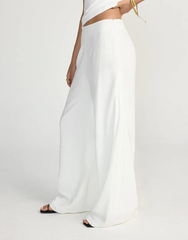 Lisbeth Pants (White) Comfy Cargo Trousers