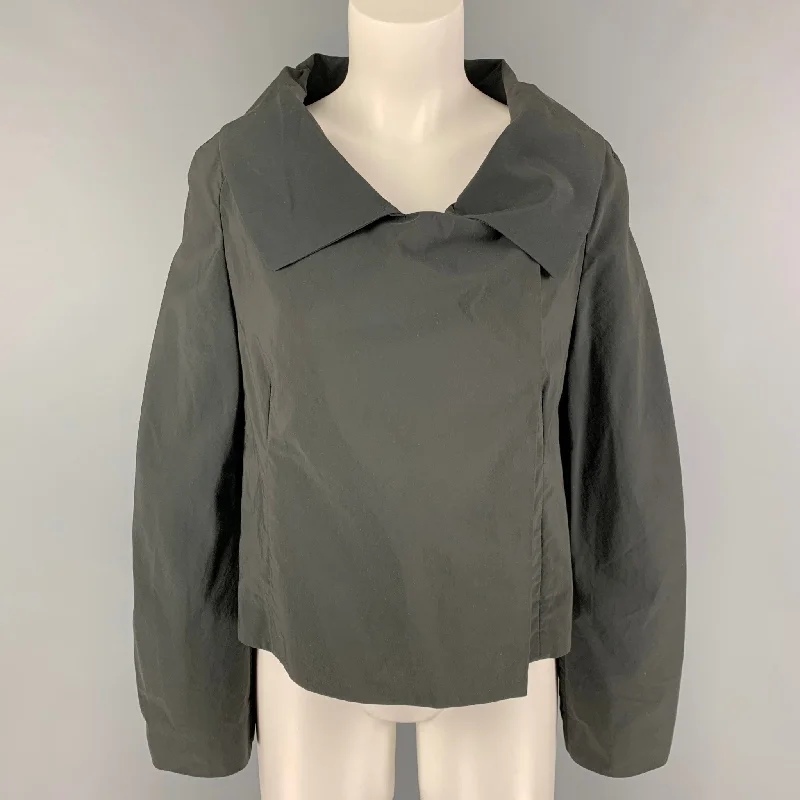 MARNI Size 2 Slate Cotton Nylon Hidden Snaps Cropped Jacket Rayon Jacket Velvet Jacket Corduroy Jacket MARNI Size 2 Slate Cotton Nylon Hidden Snaps Cropped Jacket Rayon Jacket Velvet Jacket Corduroy Jacket
