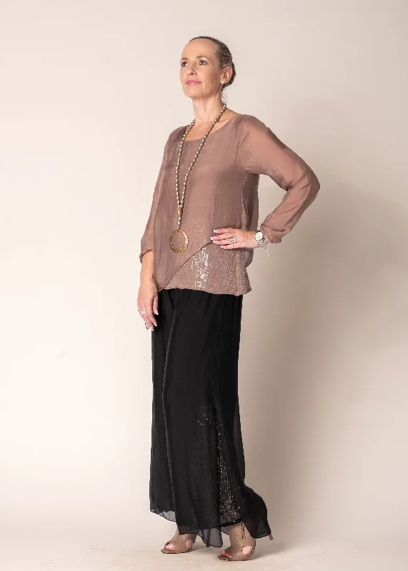 Karolina Silk Pants in Onyx Comfortable Denim Leggings