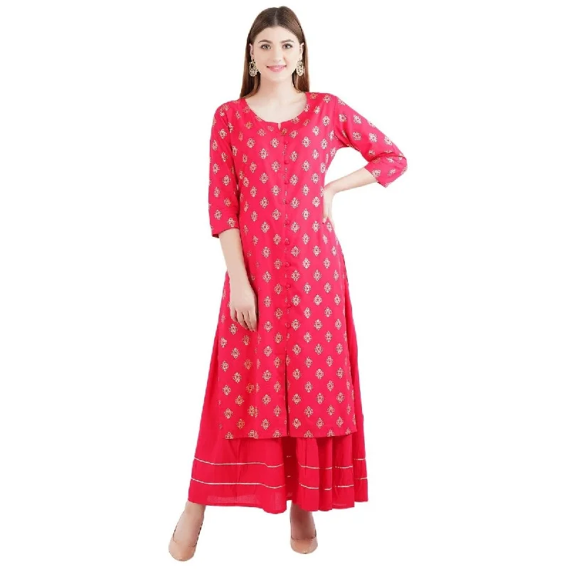 Arayna Women's Rayon Printed Kurta with Skirt Set chiffon skirt airy