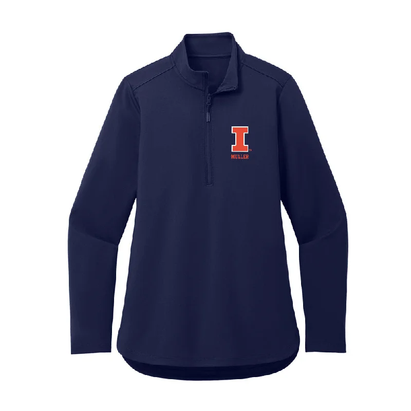 Illinois - NCAA Women's Gymnastics : Mareli Muller - Women's Premium Quarter Zip Jacket Front Pockets Side Pockets Patch Pockets