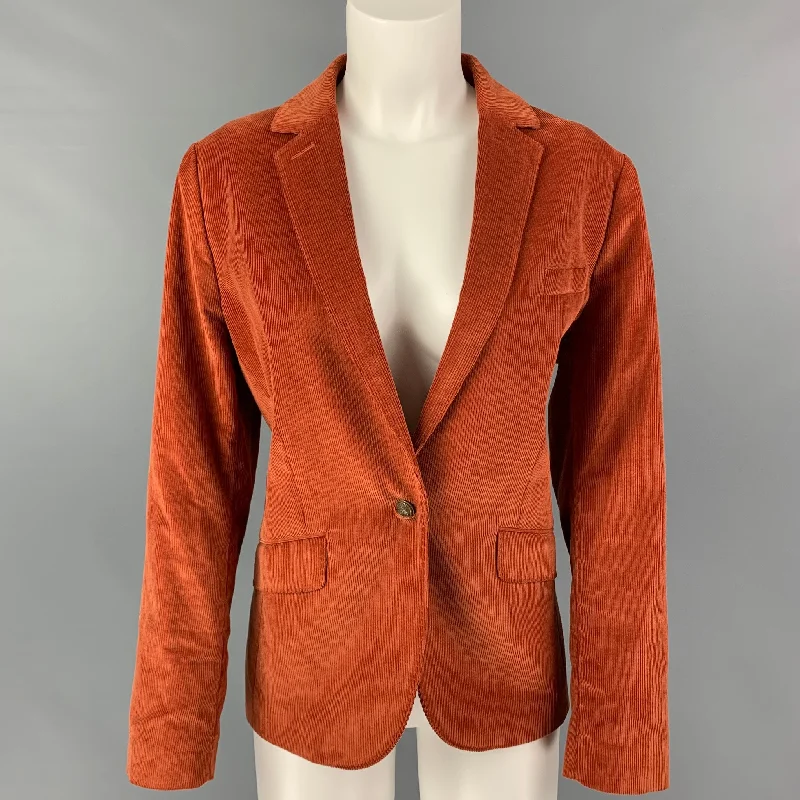 BOOK & RAVEN Size 10 Rust Cotton Single Button Jacket Cotton Jacket Linen Jacket Terry Jacket BOOK & RAVEN Size 10 Rust Cotton Single Button Jacket Cotton Jacket Linen Jacket Terry Jacket