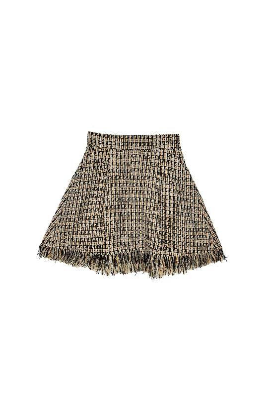 Fringed MINI Skirt - Black & Blush Tweed corduroy skirt durable