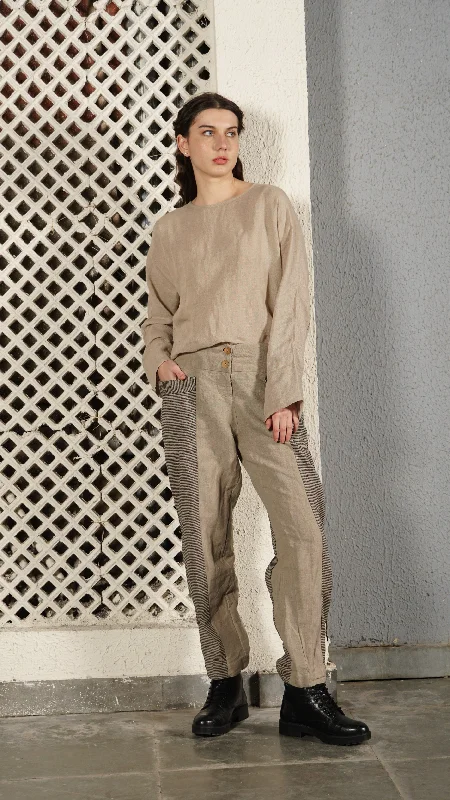 Carey Linen Blend Pant in Latte Fashionable Track Pants
