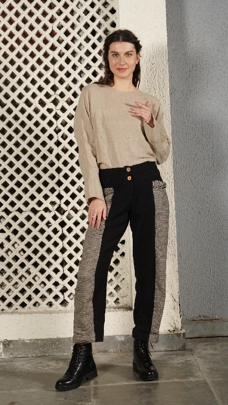 Carey Linen Blend Pant in Onyx Relaxed Lounge Trousers