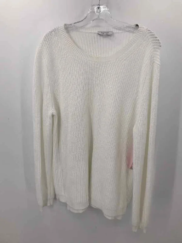 Pre-Owned Project White Size Large Long Sleeve Sweater Iron Safe Non-Iron Wrinkle Free
