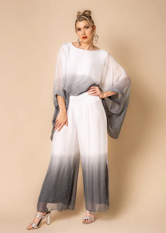 Nura Silk Pants in Granite Slim-Fit Khaki Pants