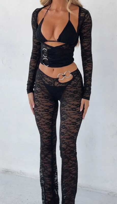 PRUE PANT BLACK Comfortable Pleated Pants