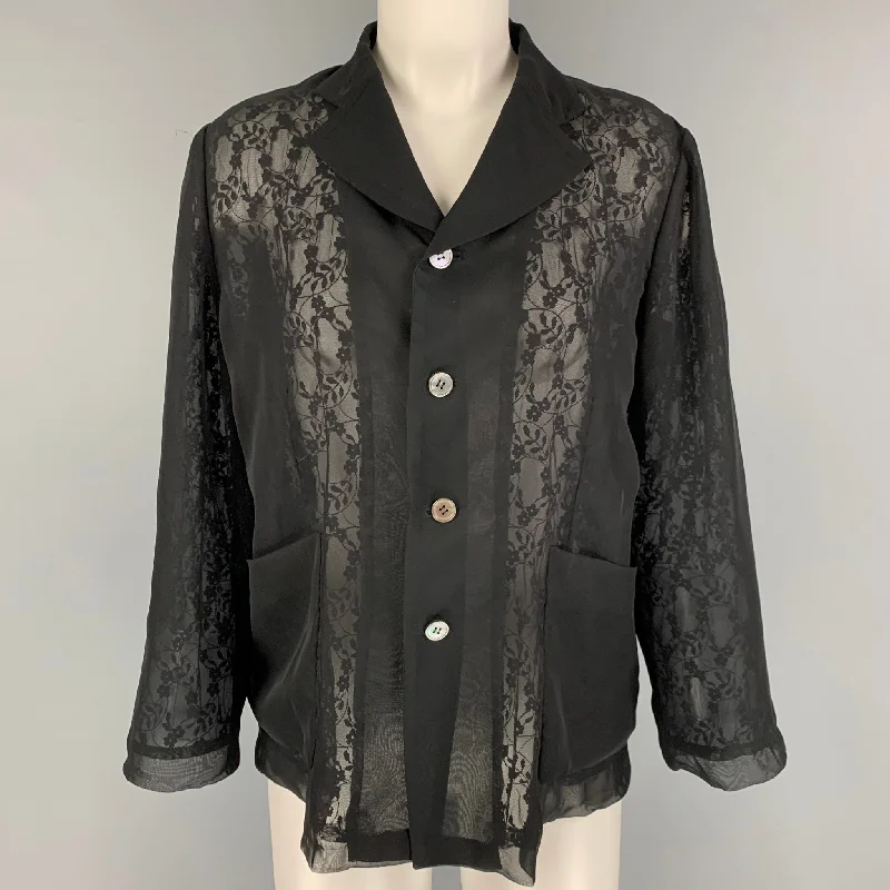 COMME des GARCONS Size L Black See Through Jacket Blazer Herringbone Jacket Houndstooth Jacket Plaid Jacket COMME des GARCONS Size L Black See Through Jacket Blazer Herringbone Jacket Houndstooth Jacket Plaid Jacket
