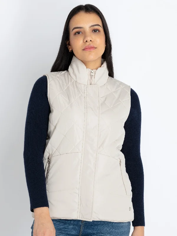 Womens Quilted High Neck Sleeveless Jacket Satin Fabric Silk Fabric Chiffon Fabric
