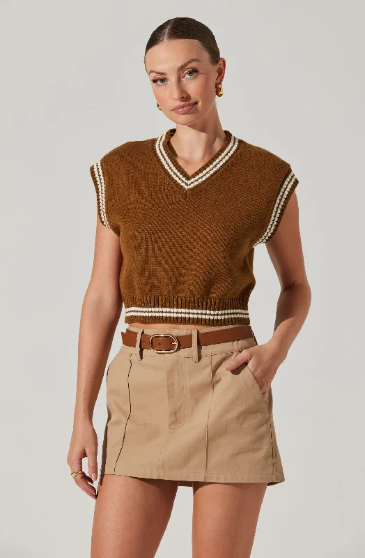 Kirby V-Neck Cropped Sweater Vest Casual Formal Business