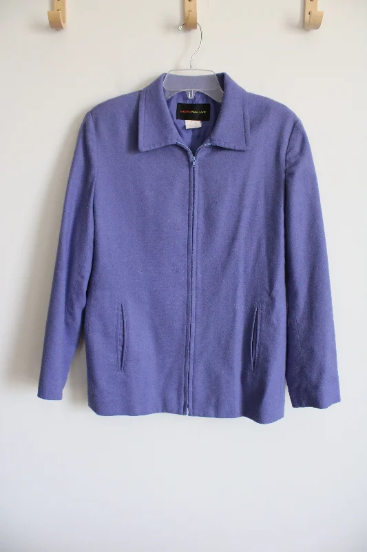Harris/Wallace Wool Blend Blue Zip Up Jacket | 6 Print Jacket Jacquard Jacket Embroidered Jacket Harris/Wallace Wool Blend Blue Zip Up Jacket | 6 Print Jacket Jacquard Jacket Embroidered Jacket