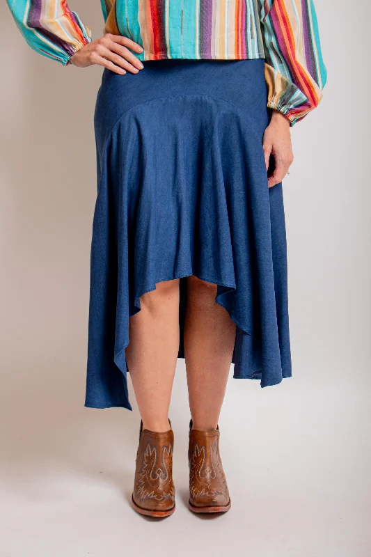 Navy Denim Hi-Lo Skirt wool skirt warm