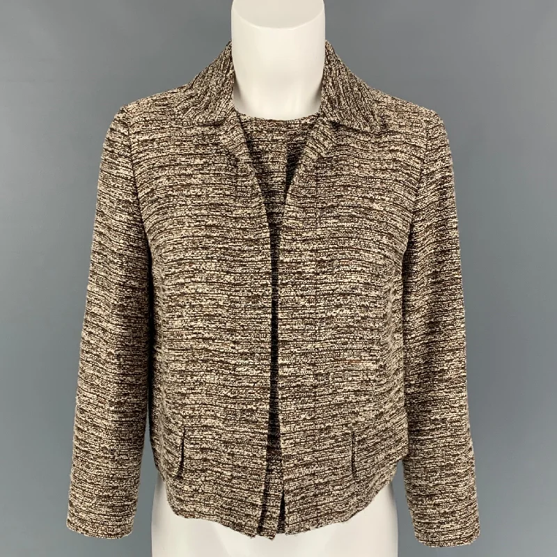 CHLOE Size 6 Cream Brown Acetate Blend Textured Jacket Blazer Faux Fur Jacket Real Fur Jacket Shearling Jacket CHLOE Size 6 Cream Brown Acetate Blend Textured Jacket Blazer Faux Fur Jacket Real Fur Jacket Shearling Jacket