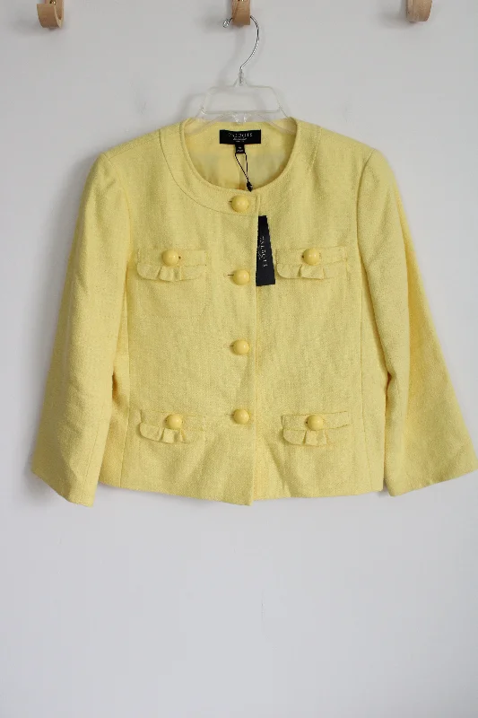 NEW Talbots Linen Blend Yellow Blazer Jacket | 4 Petite Satin Jacket Silk Jacket Chiffon Jacket NEW Talbots Linen Blend Yellow Blazer Jacket | 4 Petite Satin Jacket Silk Jacket Chiffon Jacket