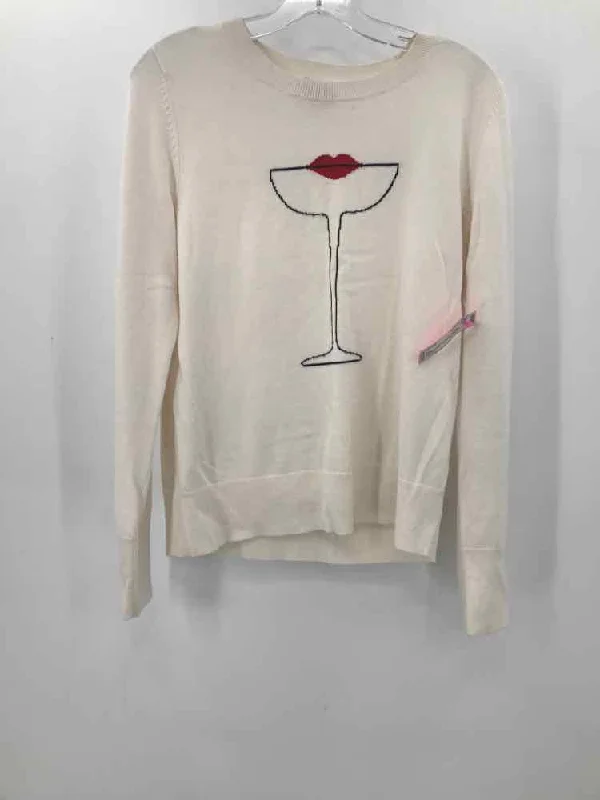 Pre-Owned Kate Spade White Size Medium Graphic Sweater Beaded Sweater Sequined Faux Fur Pre-Owned Kate Spade White Size Medium Graphic Sweater Beaded Sweater Sequined Faux Fur