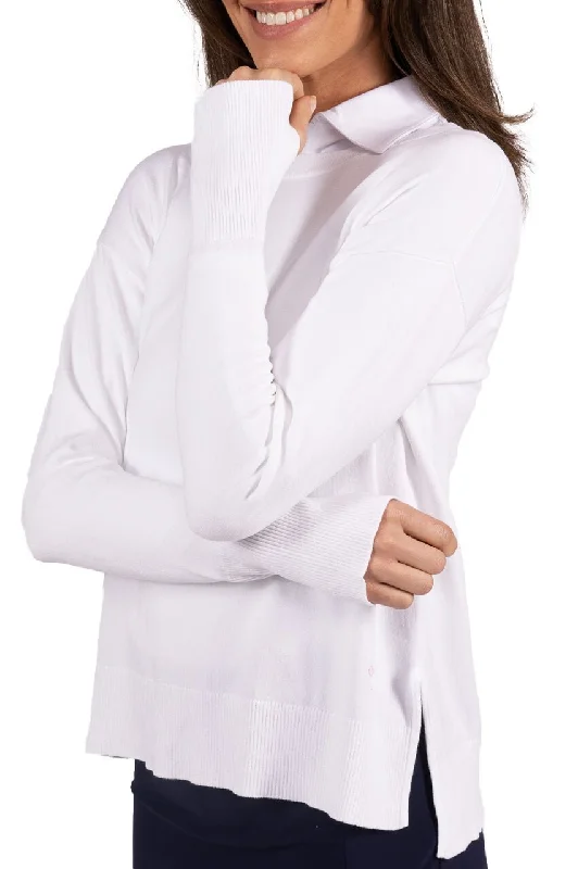 White Relaxed Fit Sweater Elasticated Padded Insulated
