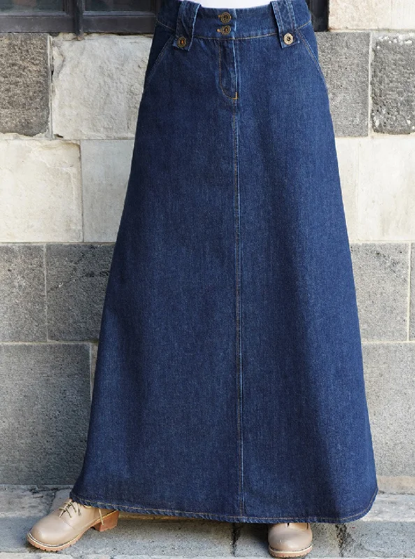 Denim A-Line Maxi Skirt high waist skirt