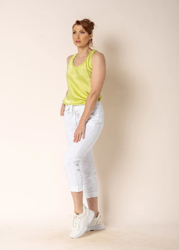 Miranda Pants in White Trendy High-Waist Trousers