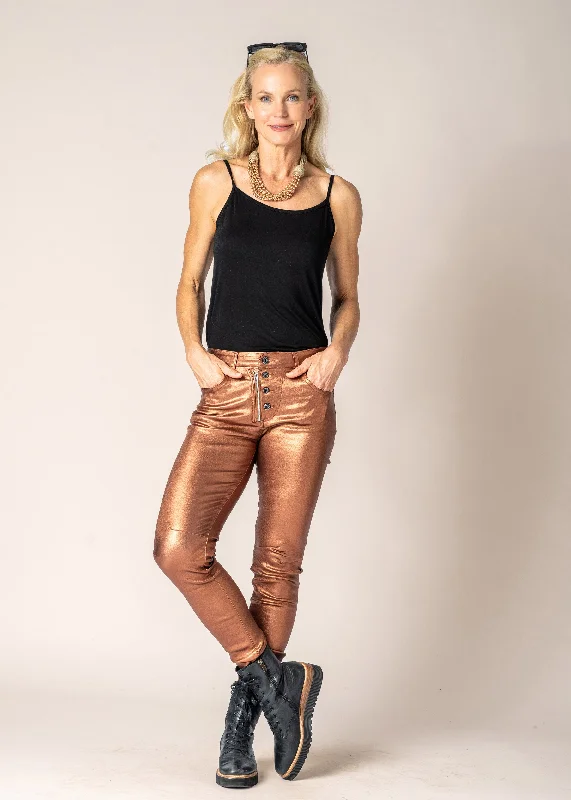 Charlene Metallic Pants in Bronze Classic Cropped Pants
