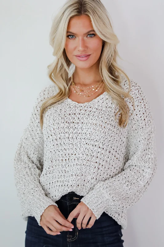 FINAL SALE - Classy Attitude Light Grey Sweater Toggled Drawstring Belted