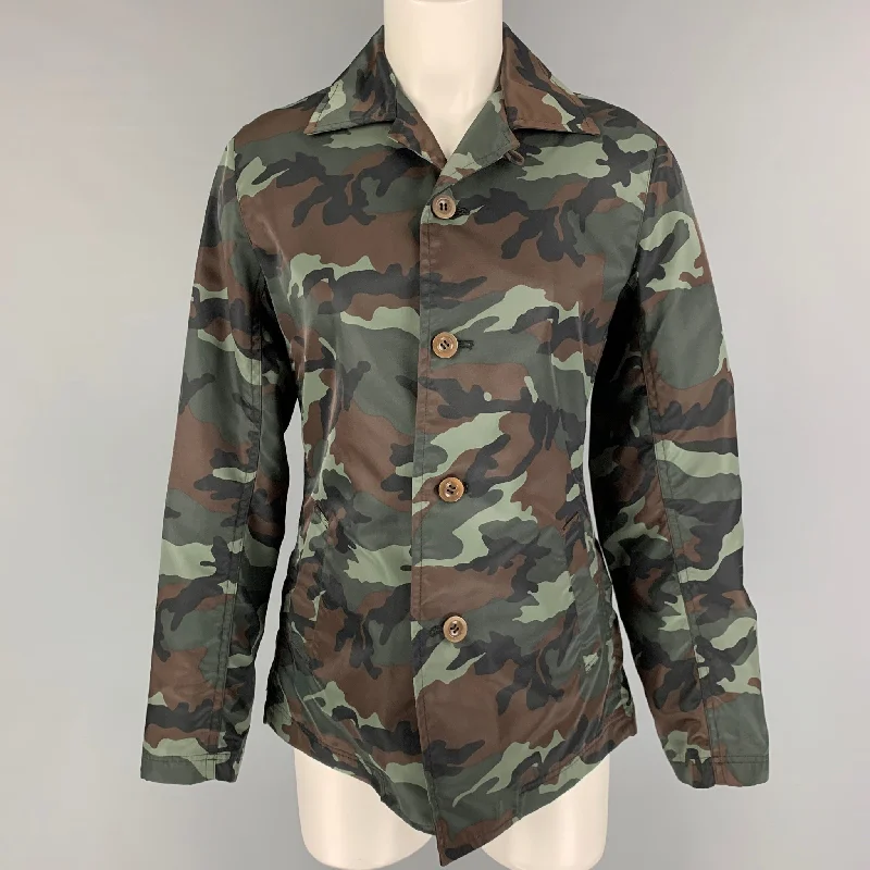 Y's by YOHJI YAMAMOTO Size L Green Brown Nylon Jacket Blazer Print Jacket Jacquard Jacket Embroidered Jacket Y's by YOHJI YAMAMOTO Size L Green Brown Nylon Jacket Blazer Print Jacket Jacquard Jacket Embroidered Jacket