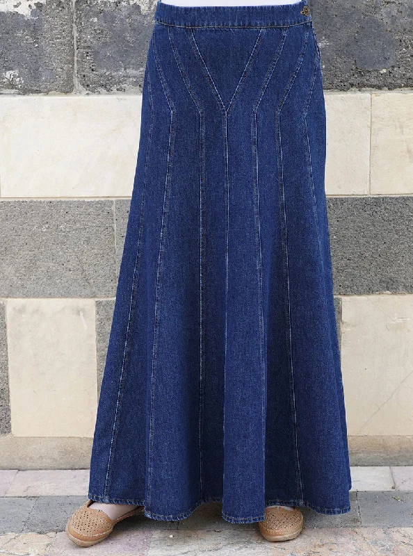 Denim Paneled Skirt velvet skirt luxury