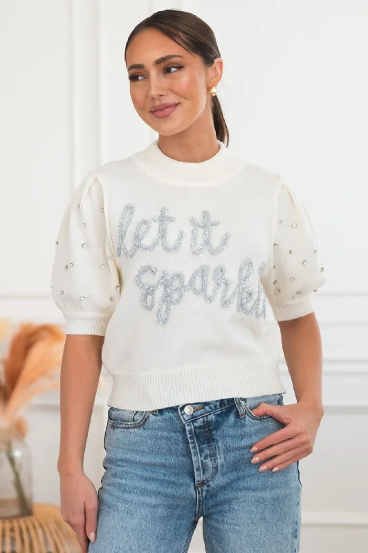 Let It Sparkle Modest Sweater Polka Dot Checkered Tartan