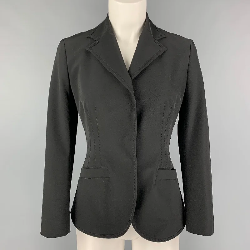 PRADA Size 4 Black Polyester Jacket Mesh Jacket Canvas Jacket Denim Jacket