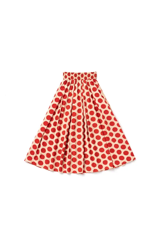 Smocked Waist MIDI Skirt - Big Dot floral skirt print