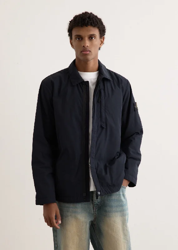 Micro Twill Light Zip Jacket Boat Neck Shawl Collar Notched Collar