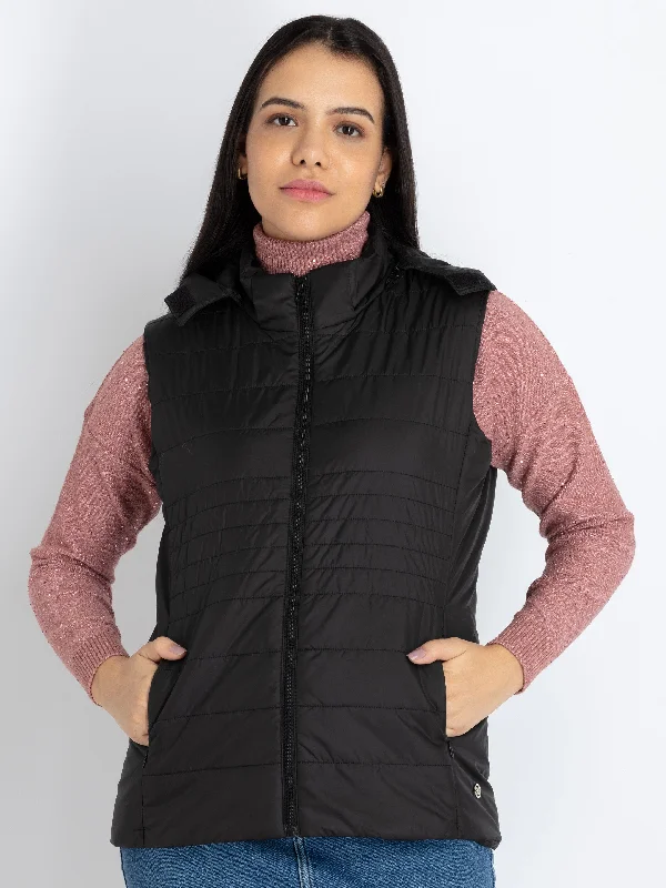 Womens Quilted Sleeveless Jacket With Detachable Hood Knit Fabric Woven Fabric Fleece Fabric Womens Quilted Sleeveless Jacket With Detachable Hood Knit Fabric Woven Fabric Fleece Fabric
