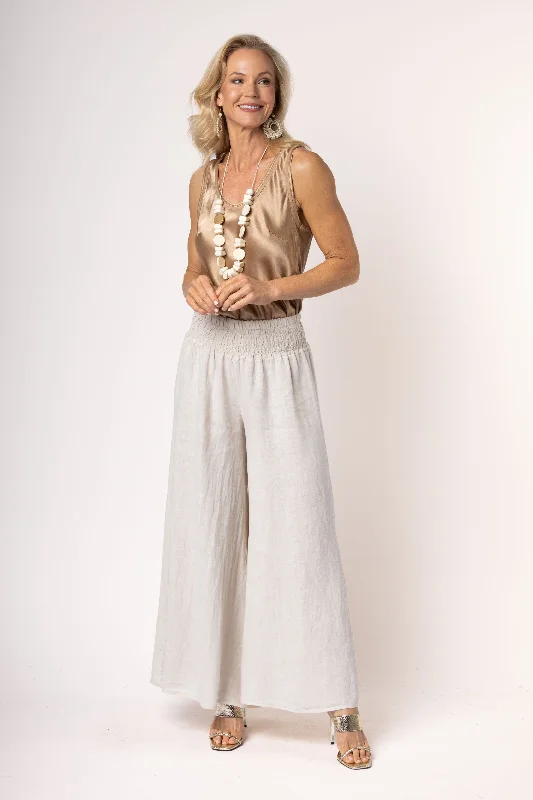 Diana Linen Pant in Latte Soft Stretch Trousers
