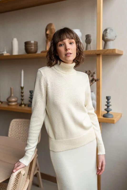 Women's Extra Fine Merino Wool Turtleneck Sweater Casual Formal Business