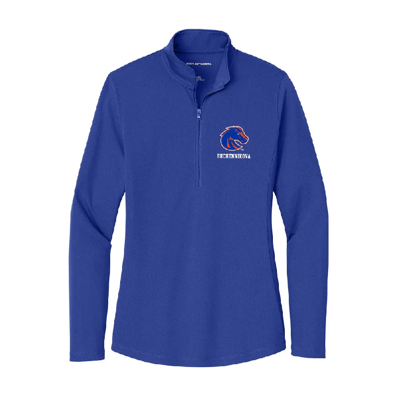 Boise State - NCAA Women's Gymnastics : Kristina Shchennikova - Women's Lightweight Quarter Zip Jacket Notch Collar Peter Pan Collar Cowl Neck Boise State - NCAA Women's Gymnastics : Kristina Shchennikova - Women's Lightweight Quarter Zip Jacket Notch Collar Peter Pan Collar Cowl Neck