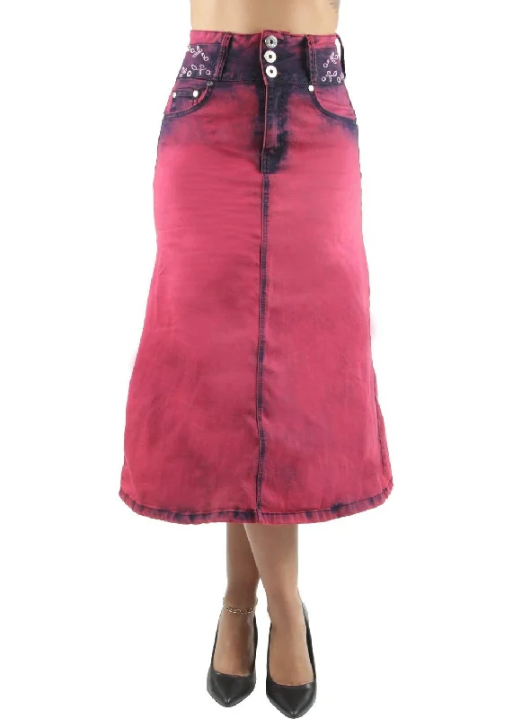 Long Aline Stretch Denim Maxi Skirt (2321SC) spandex blend skirt