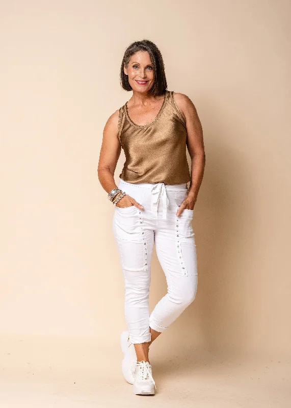 Kasandra Pants in White Casual Plaid Pants
