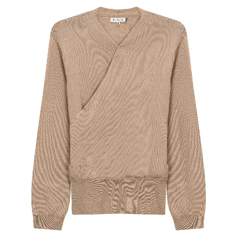 EUX Exclusive Wrap Knit Sweater Embroidered Appliqued Beaded