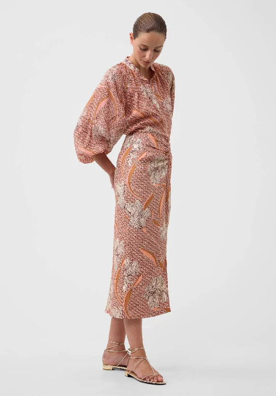 Martinique Linen Skirt_Print belted skirt waist