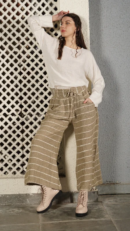 Akari Linen Blend Pant in Latte Comfortable Denim Trousers
