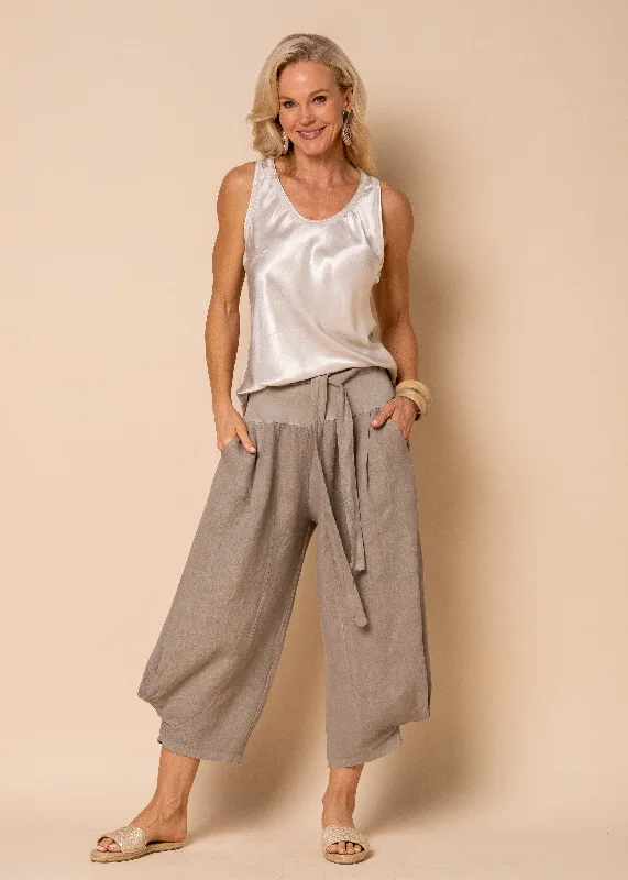 Addison Linen Pant in Mocha Elegant Wool Trousers