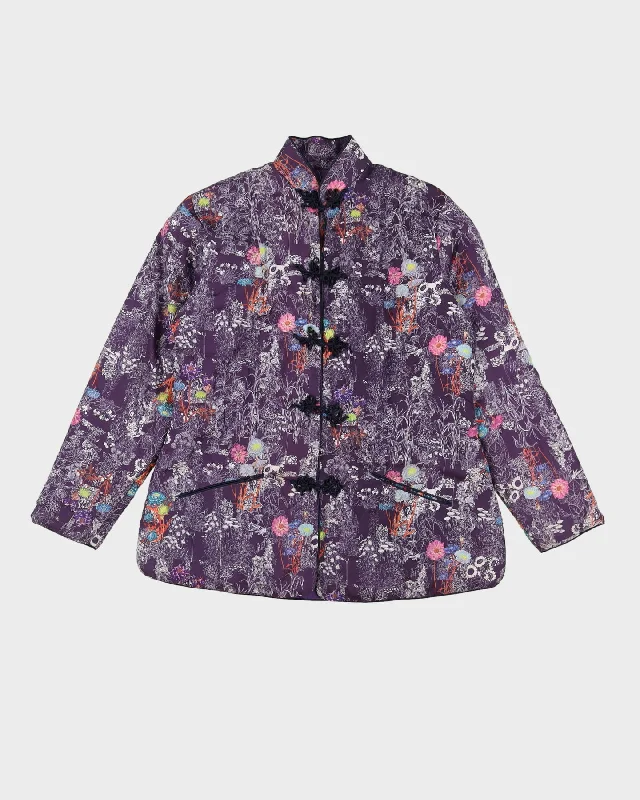 00s Purple Padded Cheongsam Jacket - S Anorak Shell Jacket Lightweight Jacket