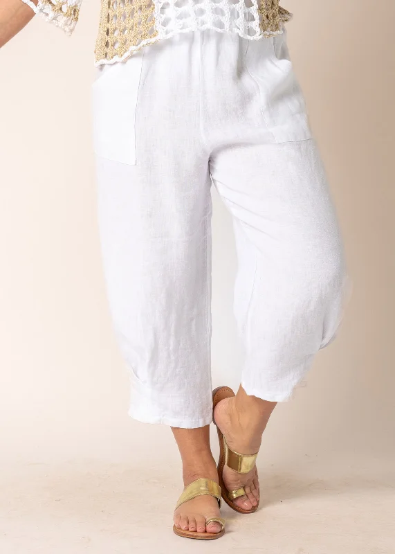 Flora Linen Pants in White Fashionable Track Pants